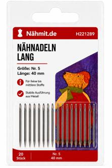 Handnähnadeln lang Nr. 5 / 40mm Lang Größe - 5