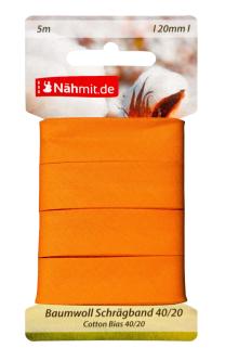 Nähmit 5m Karte Baumwoll Schrägband, 100% Baumwolle 40/20 849 - orange