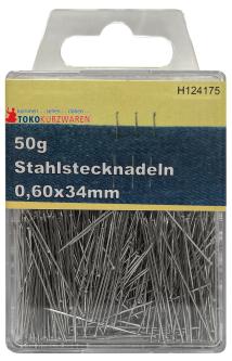 CreaStyle - Stahl Stecknadeln silber 0,60 x 34mm / 50 Gramm 