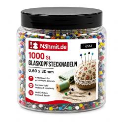 Nähmit - Multipackung Glaskopf Stecknadeln 1000St. 0,60 x 30mm 