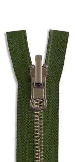 YKK Altmessing Metall Wende Reißverschluss teilbar 078 - dunkelolive