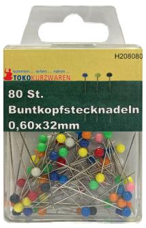 CreaStyle - Kunststoff Stecknadeln Bunt 0,60 x 32mm / 80St. 