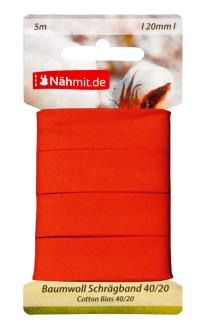 Nähmit 5m Karte Baumwoll Schrägband, 100% Baumwolle 40/20 820 - rot