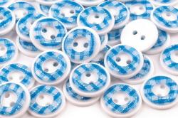 Kunststoff Hemdenknopf vichy Karo blau 13mm 