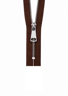 NICHT TEILBARER - Metall Reißverschluss bis 80cm Silber / Gold / Titan SILBER-BRAUN