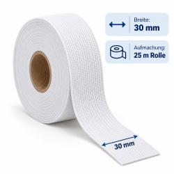 1 Rolle Gummiband 30mm weiss 25m Rolle 30mm weiss