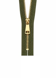 NICHT TEILBARER - Metall Reißverschluss bis 80cm Silber / Gold / Titan GOLD-DUNKELOLIVE