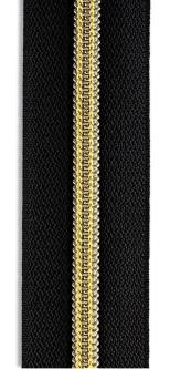 Spirale Metallisierter Reißverschluss - Meterware endlos schwarz - gold