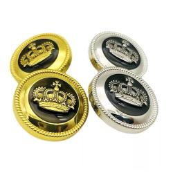Metall Krone Knopf für Sakko / Uniform / Blazer - Silber / Gold 