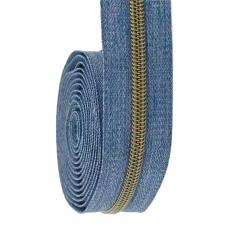DENIM - Spirale Metallisierter Reißverschluss - Meterware endlos Altmessing