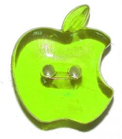 Kinderknopf Apfel design 20mm grün transparent 