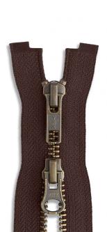 YKK 2-Wege Metall Altmessing Reißverschluss - Zweiwege 570 - braun