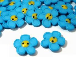 Kinderknopf Quiltknopf Blume blau 