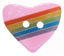 Kinderknopf Regenbogen - Herz rosa 