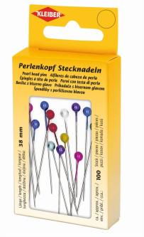 KLEIBER Perlenkopf Stecknadeln 38mm in Metalldose 