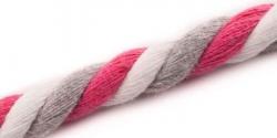 MEGA Dicke gedrehte Baumwollkordel 12mm MULTICOLOR weiss-grau-pink