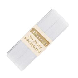 Nähmit - Jersey Schrägband - elastisches vorgefalztes Einfassband 3 Meter x 20mm A02-Weiss