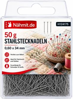 Nähmit - Stahl Stecknadeln silber 0,60 x 34mm / 50 Gramm 