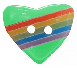 Kinderknopf Regenbogen - Herz grün 
