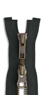 YKK 2-Wege Metall Altmessing Reißverschluss - Zweiwege 580 - schwarz