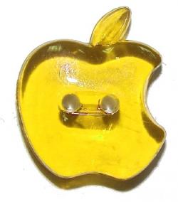 Kinderknopf Apfel design 20mm gelb transparent 