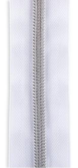 Spirale Metallisierter Reißverschluss - Meterware endlos weiss - silber
