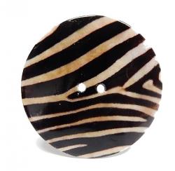 Deko Knopf XL 65mm rund Perlmutt Zebra Muster 