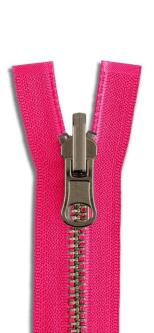 YKK Altmessing Metall Wende Reißverschluss teilbar 817 - dunkelpink