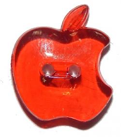 Kinderknopf Apfel design 20mm rot transparent 