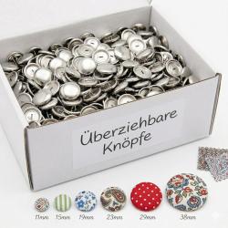 100 Überziehbare Knöpfe in verschiedenen Größen 11mm - 38mm 
