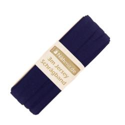 Nähmit - Jersey Schrägband - elastisches vorgefalztes Einfassband 3 Meter x 20mm A17-Dunkelblau