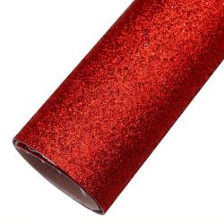 GLITZER Kunstleder Stoff 50 x 70 cm für kreative Näh- und Bastelprojekte Rot