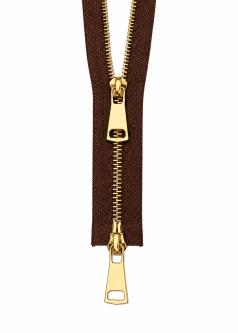 2-WEGE - Metall Reißverschluss teilbar bis 120cm Silber / Gold / Titan GOLD-BRAUN