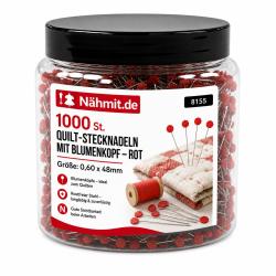 Nähmit - Multipackung Quilt-Stecknadeln mit Blumenkopf Rot 1000St. 