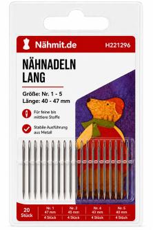 Handnähnadeln lang Nr. 1 - 5 / 40 - 47mm Lang Größe - 1-5