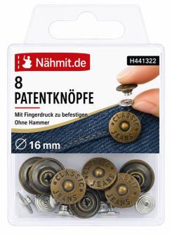 Nähmit - Patentknöpfe / Hosenknöpfe altmessing 