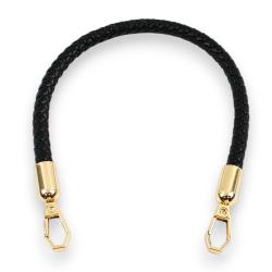 1 Taschengriff Lederoptik – Geflochten – 60 cm – Schwarz Schwarz - Gold