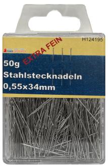 CreaStyle - Stahl Stecknadeln EXTRA FEIN silber 0,55 x 34mm / 50 Gramm 