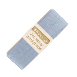 Nähmit - Jersey Schrägband - elastisches vorgefalztes Einfassband 3 Meter x 20mm A16-Hellblau