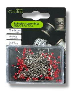 Nähmit Glaskopfnadeln SF 0,40 x 35 mm rot 