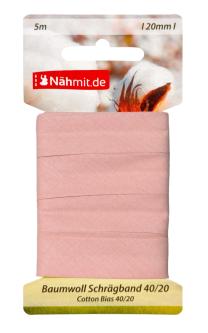 Nähmit 5m Karte Baumwoll Schrägband, 100% Baumwolle 40/20 070 - altrosa