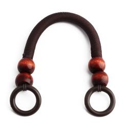1 Taschengriff mit Holzperlen 37cm 570 - braun