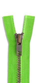 YKK Altmessing Metall Reißverschluss teilbar 536 - gelbgrün