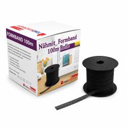 Nähmit - Formband 12mm schwarz 100m Rolle Bügelband 580 - schwarz