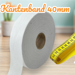 Vlies Kantenband Fadenverstärkt 40mm weiß 100m Rolle 