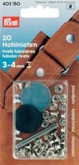 PRYM Hohlnieten Klemmber. 3-4 mm MS silberfarbig 