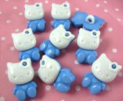 Kinderknopf Kittie Cat weiss-blau 