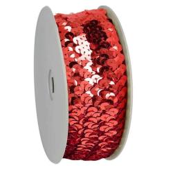 Paillettenband elastisch rot 50mm extra breit 820 - rot