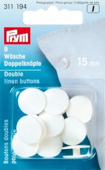 PRYM Wäsche-Doppelknöpfe KST 24'' 15 mm weiß 