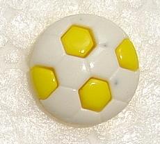 Kinderknopf gelb / weiß Fußball 13mm 